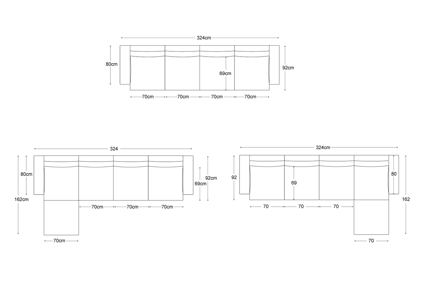 Model 03 4-Seater Left Chaise Sofa