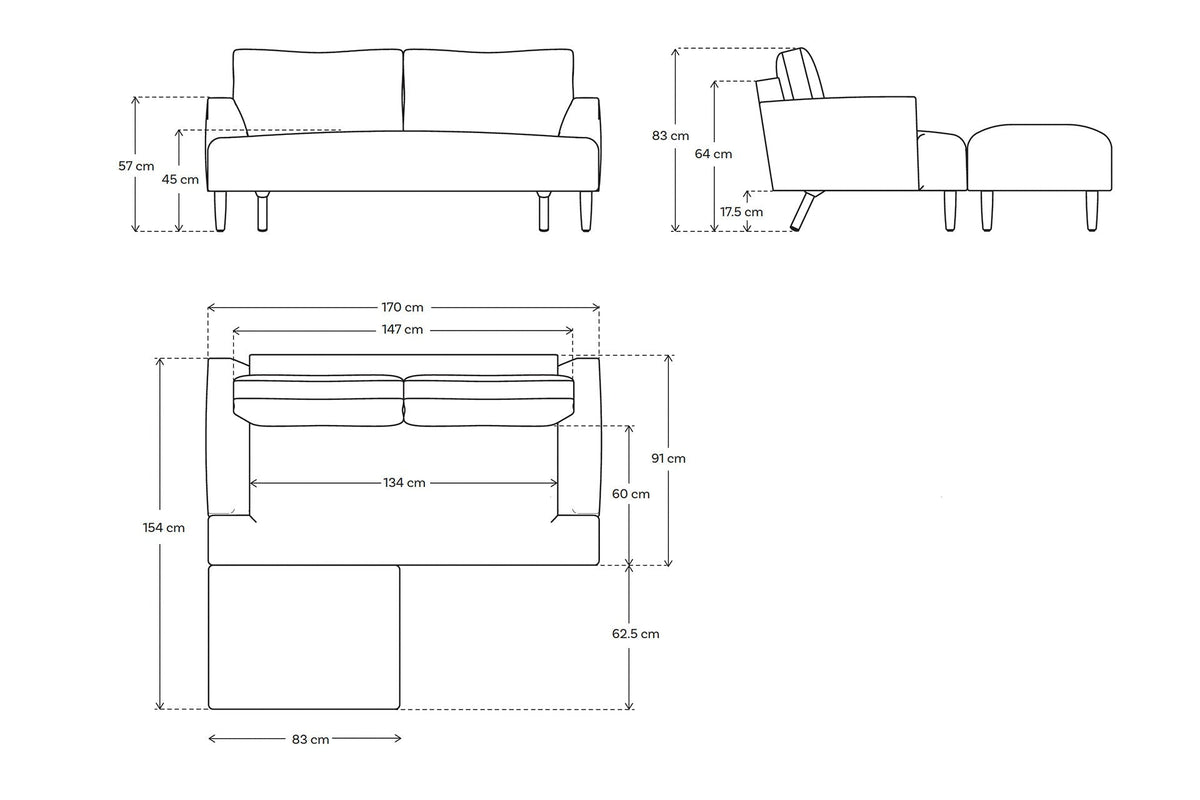 Model 05 2-Seater Left Chaise Sofa
