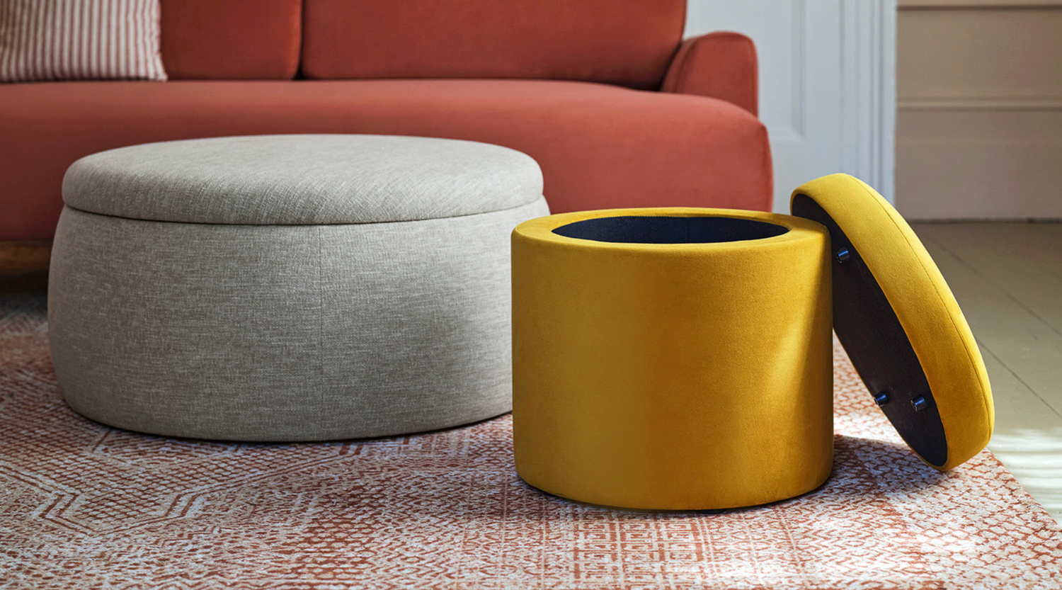 Beautiful view of Textured Woven Storage Ottomans For Apartments