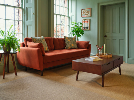 burnt orange 3 seater sofa