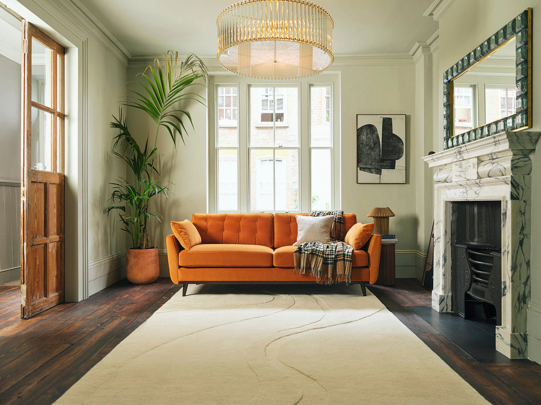 Orange 3 seat sofa