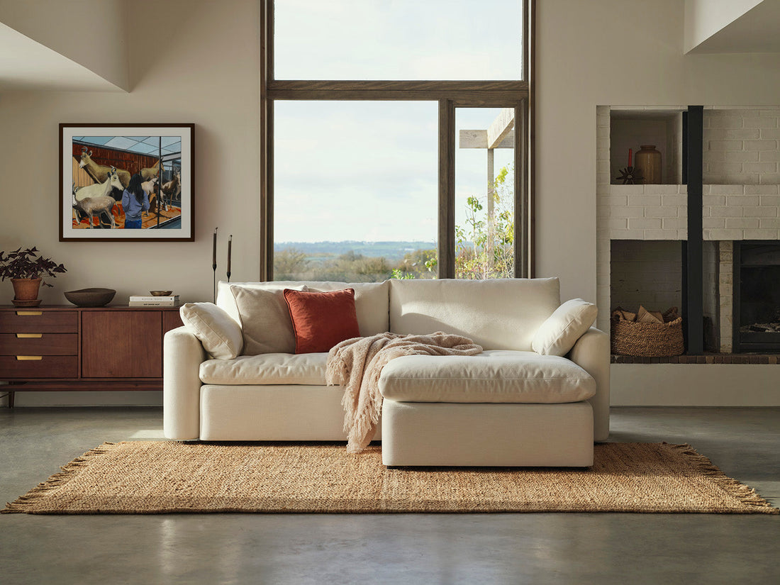 3 seater white chaise sofa