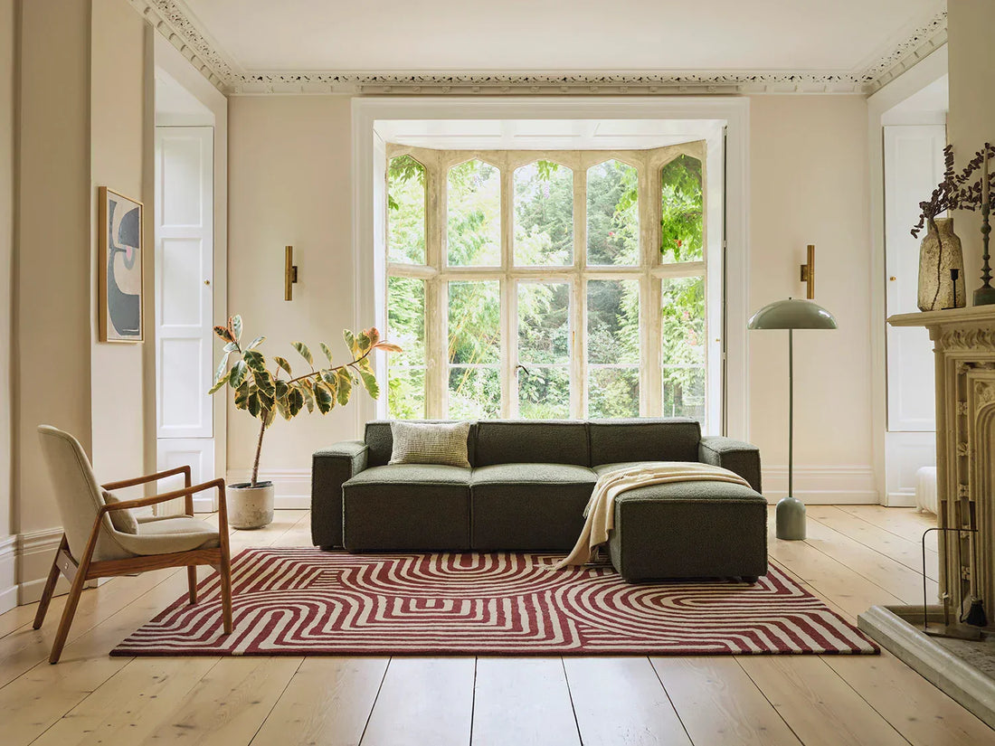 Green 3 seater chaise sofa