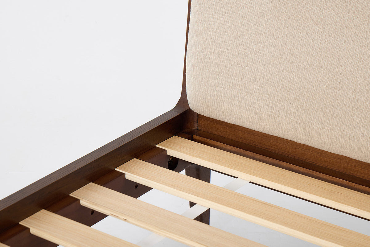 Bed 05 Double Bed, Walnut / Oatmeal