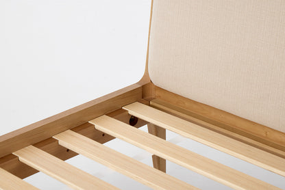 Bed 05 Super King Sized Bed, Oak / Oatmeal