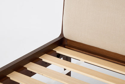 Bed 05 Super King Sized Bed, Walnut / Oatmeal