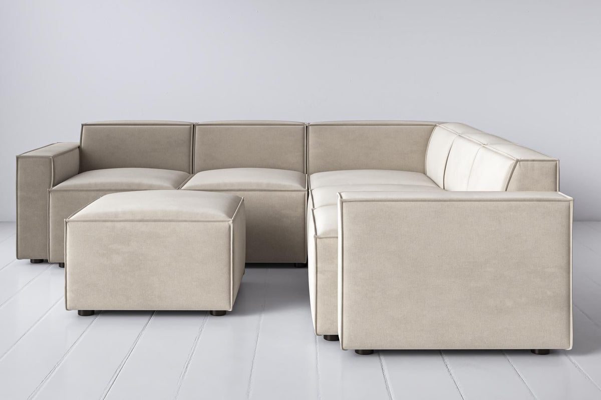 Model 03 Corner Sofa with Ottoman, Chalk