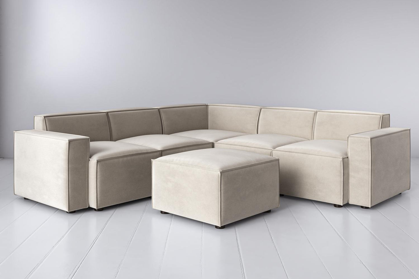 Model 03 Corner Sofa with Ottoman, Chalk