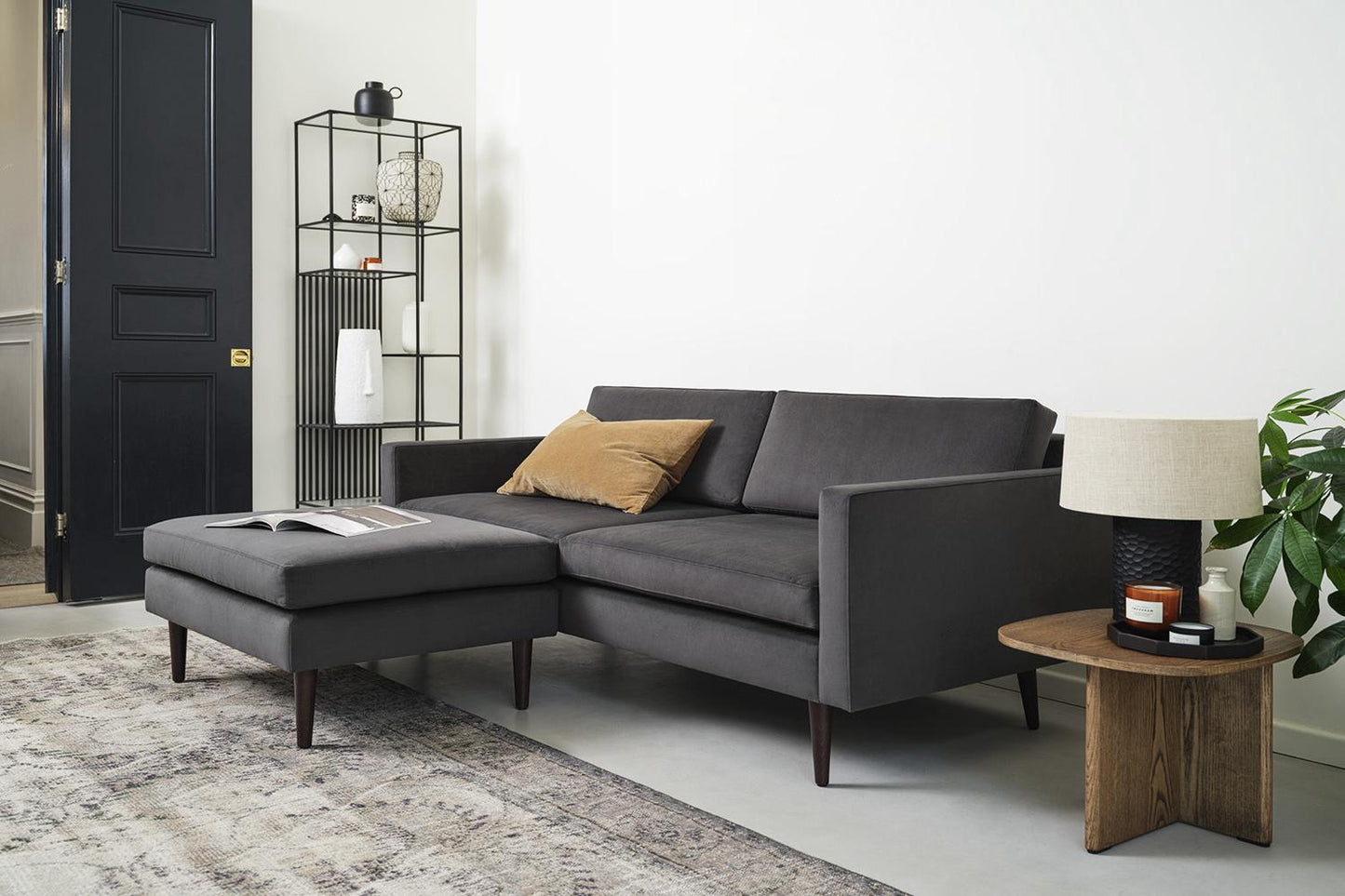 Model 01 2-Seater Sofa Left Chaise Sofa, Charcoal