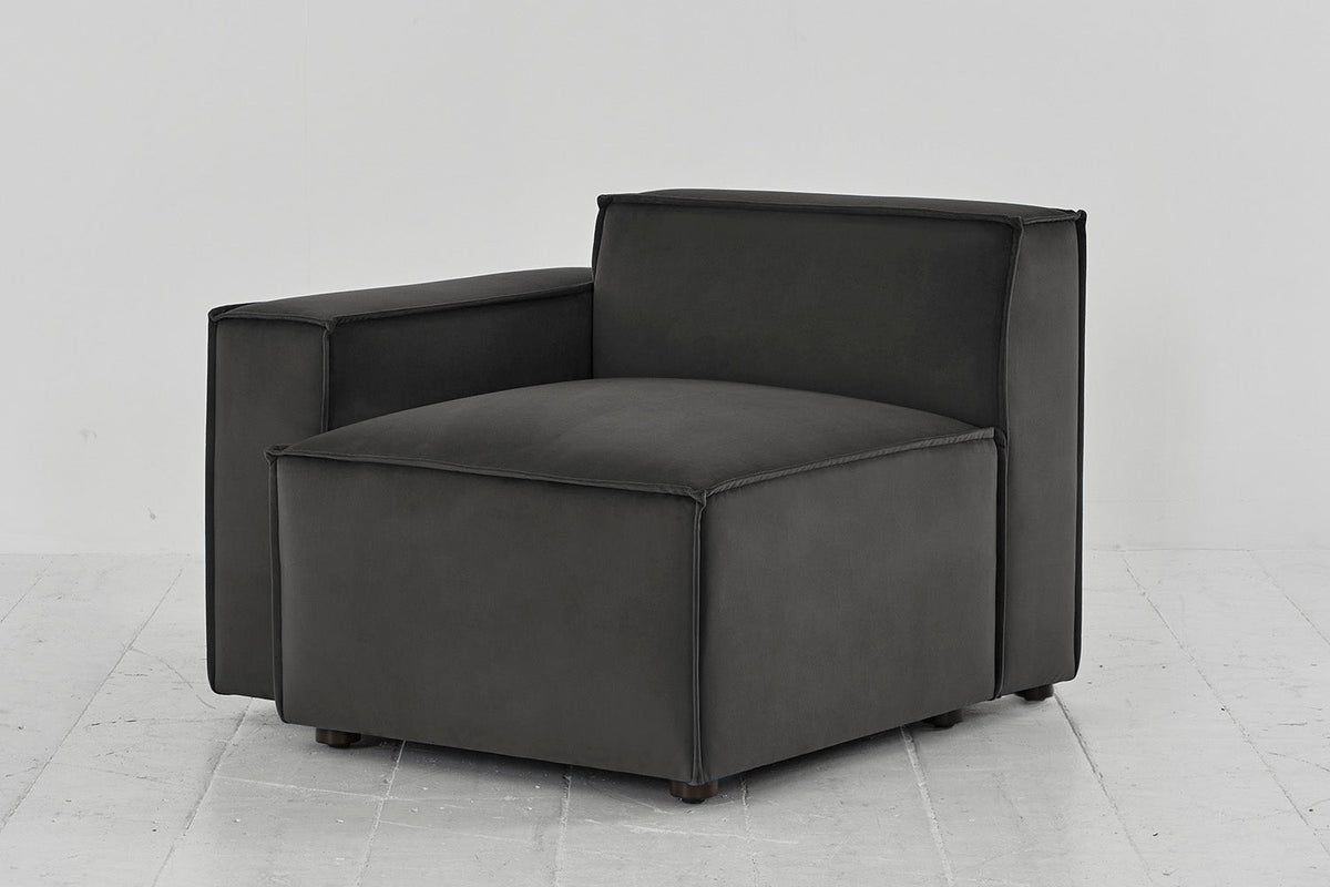 Model 03 Left Arm Sofa Module, Charcoal