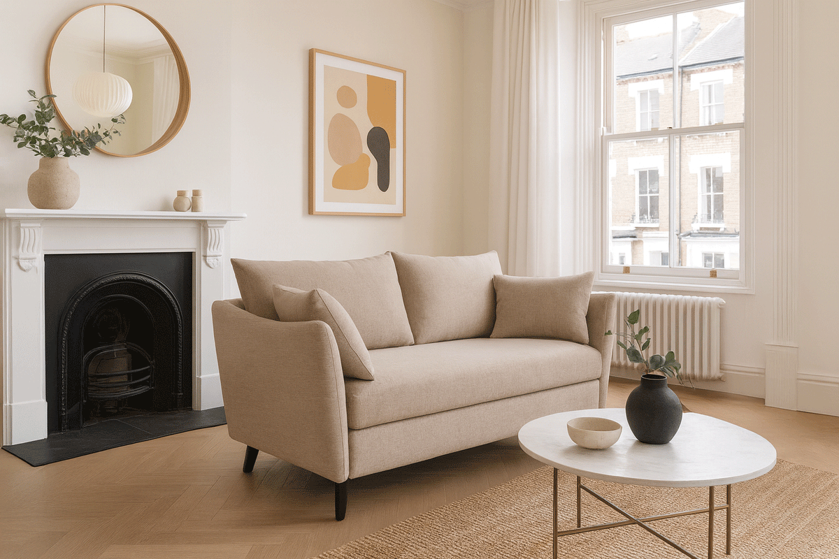 Model 08 Sofa Bed 2.5 Seater, Oak / Pumice