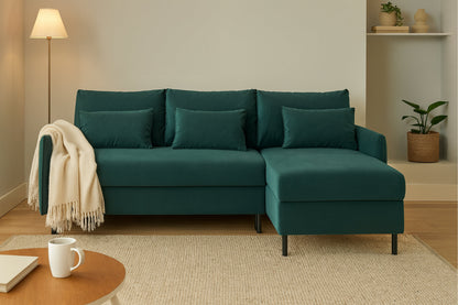 Model 12 Sofa Bed with Storage 3 Seater Right Chaise, Kingfisher
