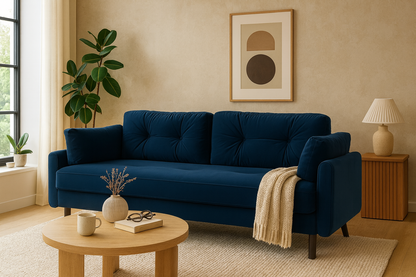 Model 04 Sofa Bed 3 Seater, Oak / Indigo