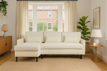 Model 12 Sofa Bed with Storage 3 Seater Left Chaise, Ivory