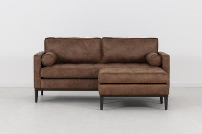 Ottoman in brown faux leather
