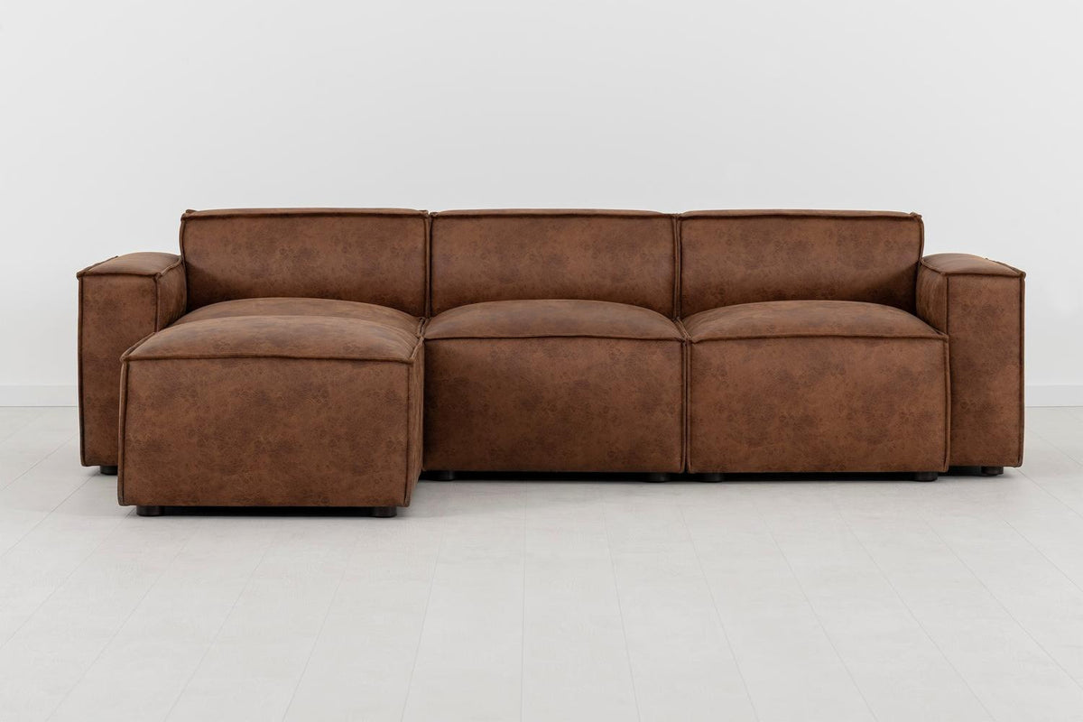 Model 03 3-Seater Left Chaise Sofa, Chestnut