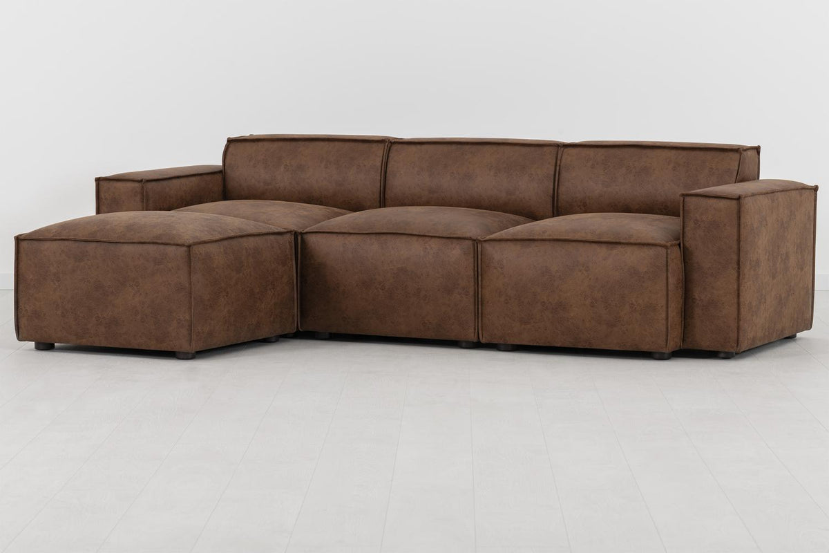Model 03 3-Seater Left Chaise Sofa, Chestnut