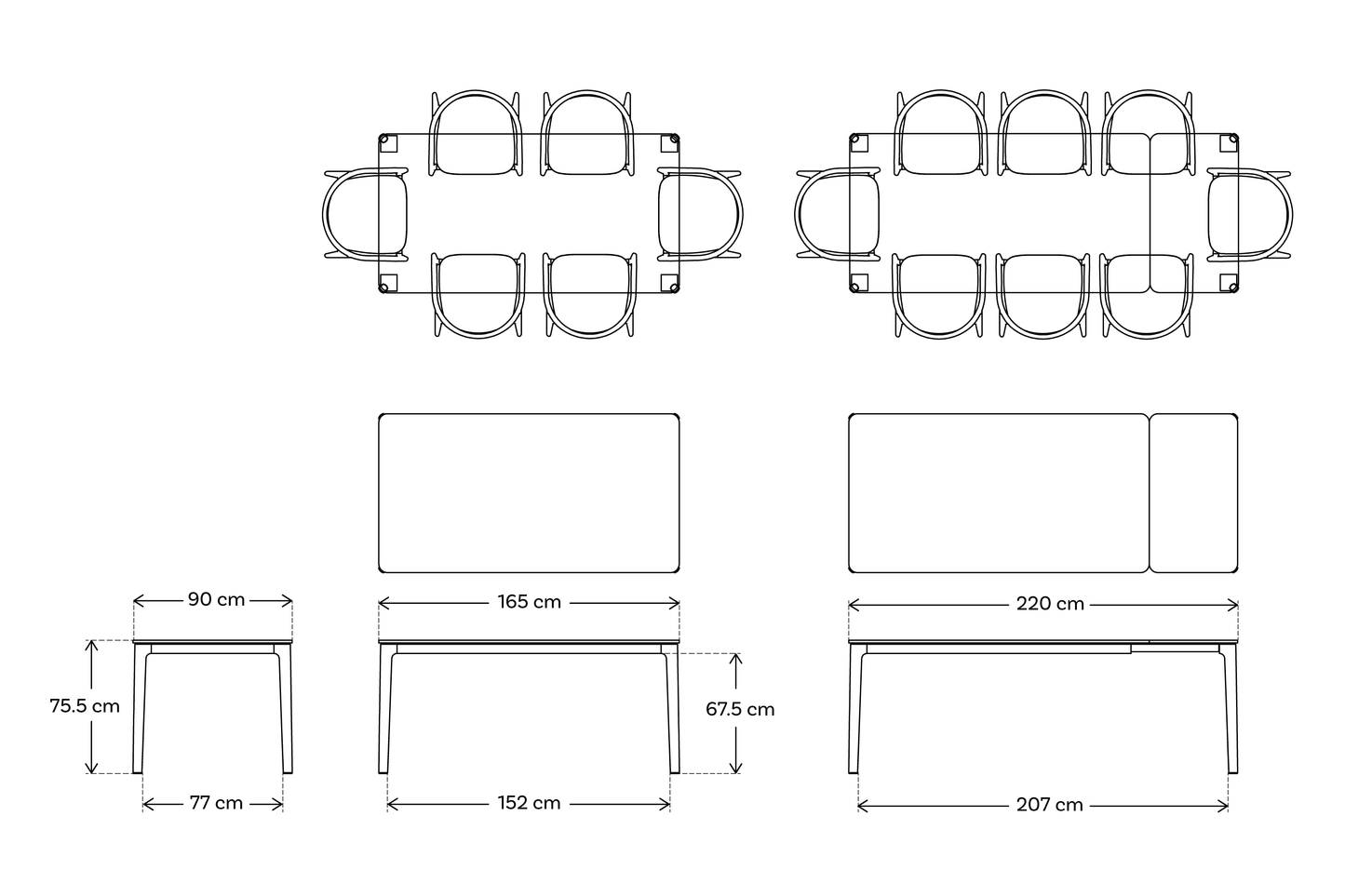 Dining Table 01 Extending Dining Table, Walnut / 6-8 seater