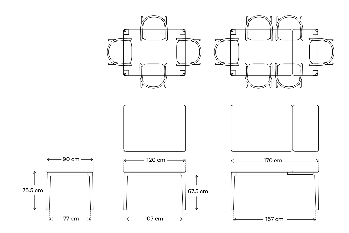 Dining Table 01 Extending Dining Table, Walnut / 4-6 seater