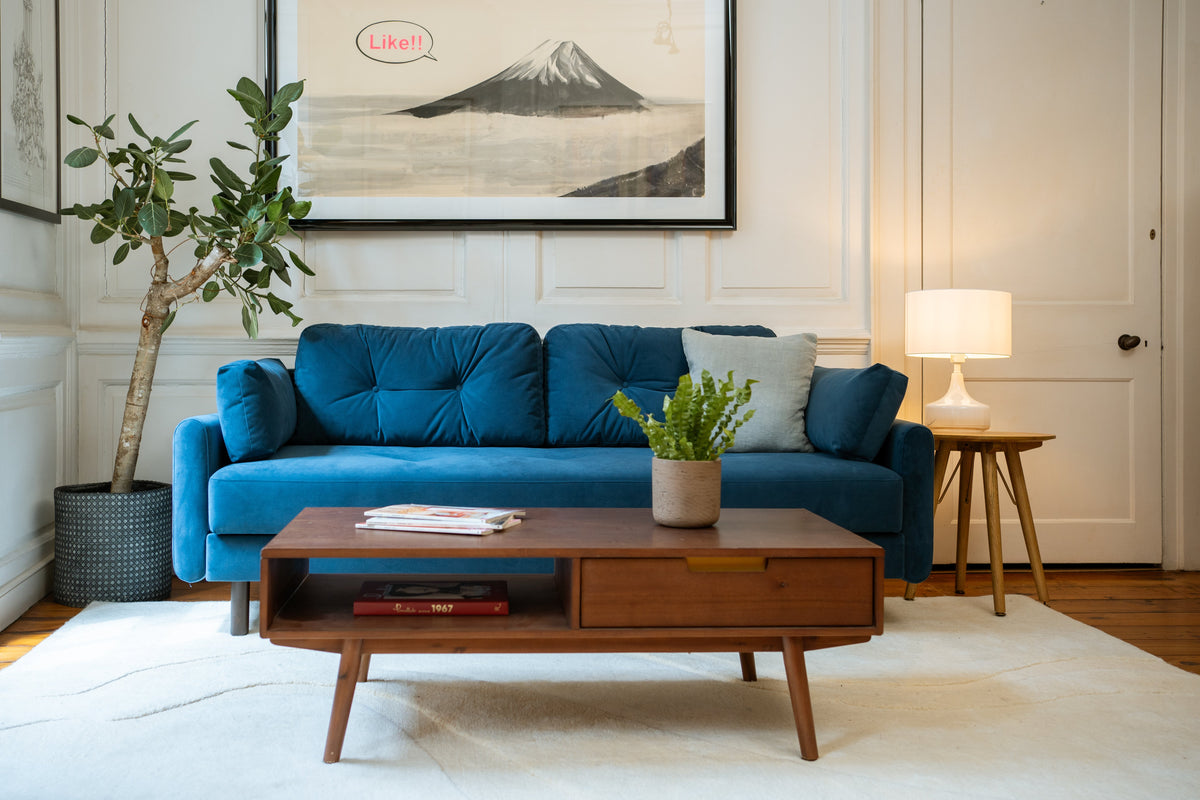 Model 04 Sofa Bed 3 Seater, Oak / Teal