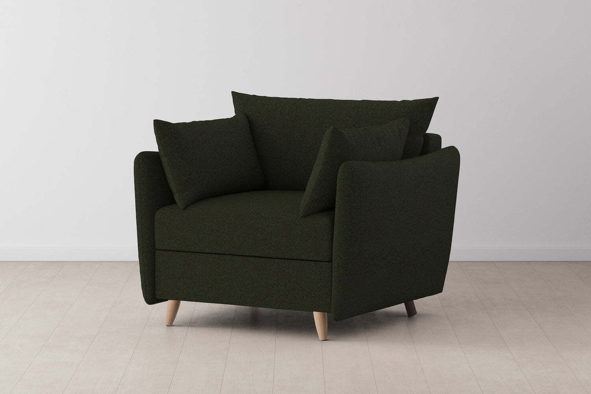 Model 08 Chair Bed Single Sofa Bed, Oak / Fern