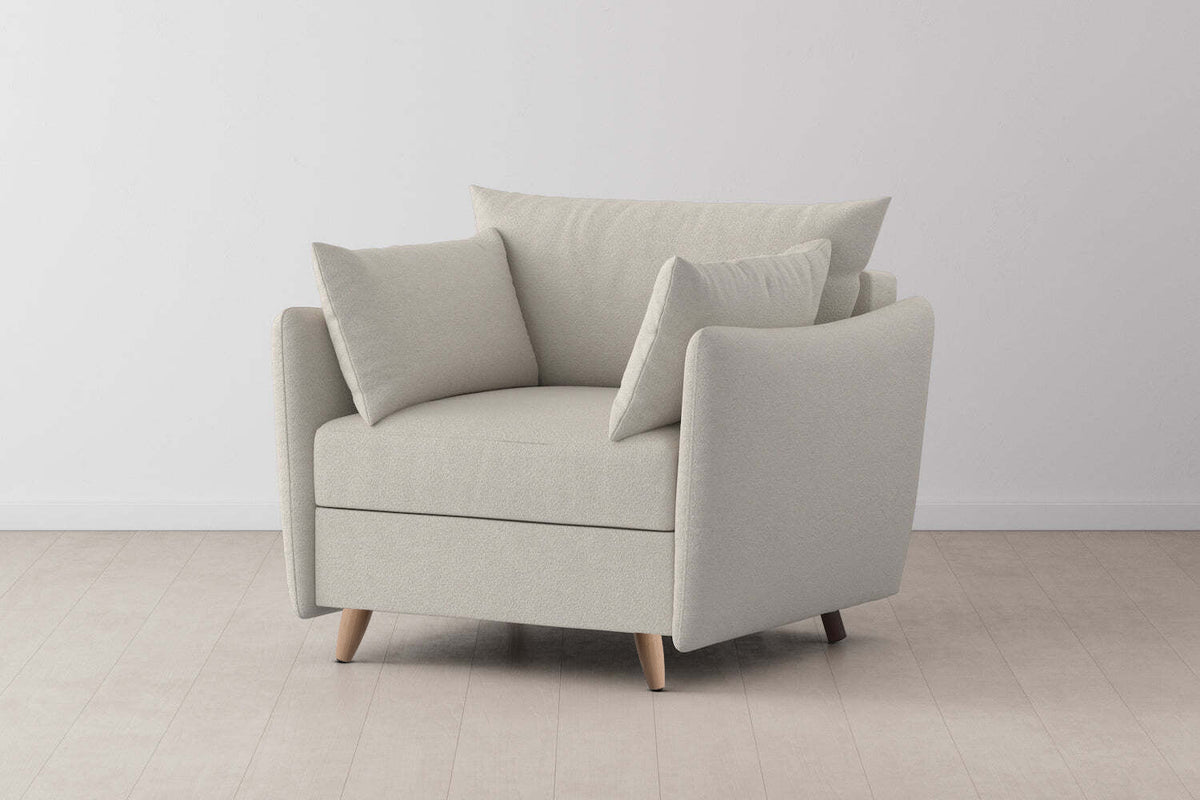 Model 08 Chair Bed Single Sofa Bed, Oak / Ivory