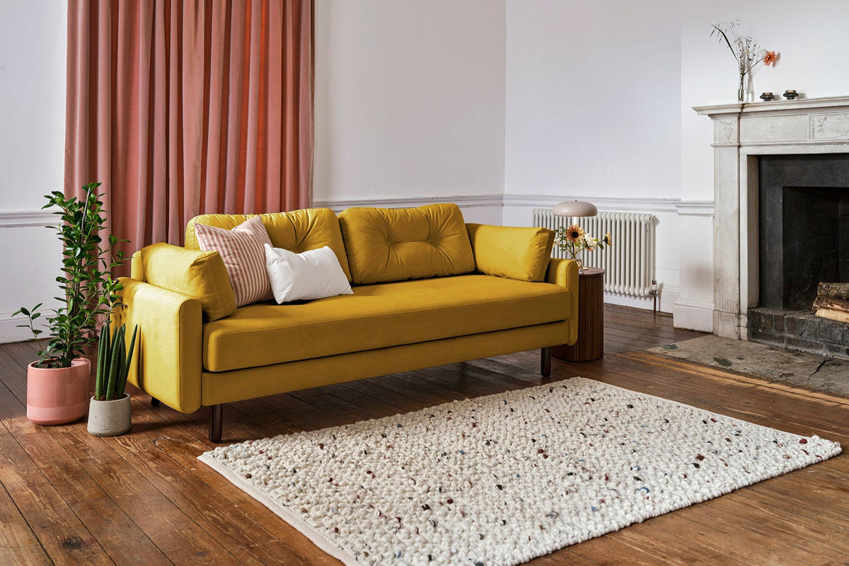 Model 04 Sofa Bed 3 Seater, Oak / Mustard