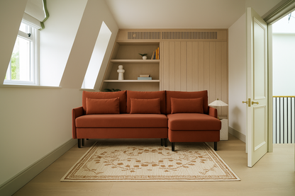 Model 12 Sofa Bed with Storage 3 Seater Right Chaise, Brick