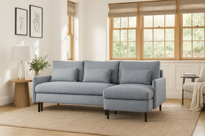 Model 12 Sofa Bed with Storage 3 Seater Right Chaise, Seaglass