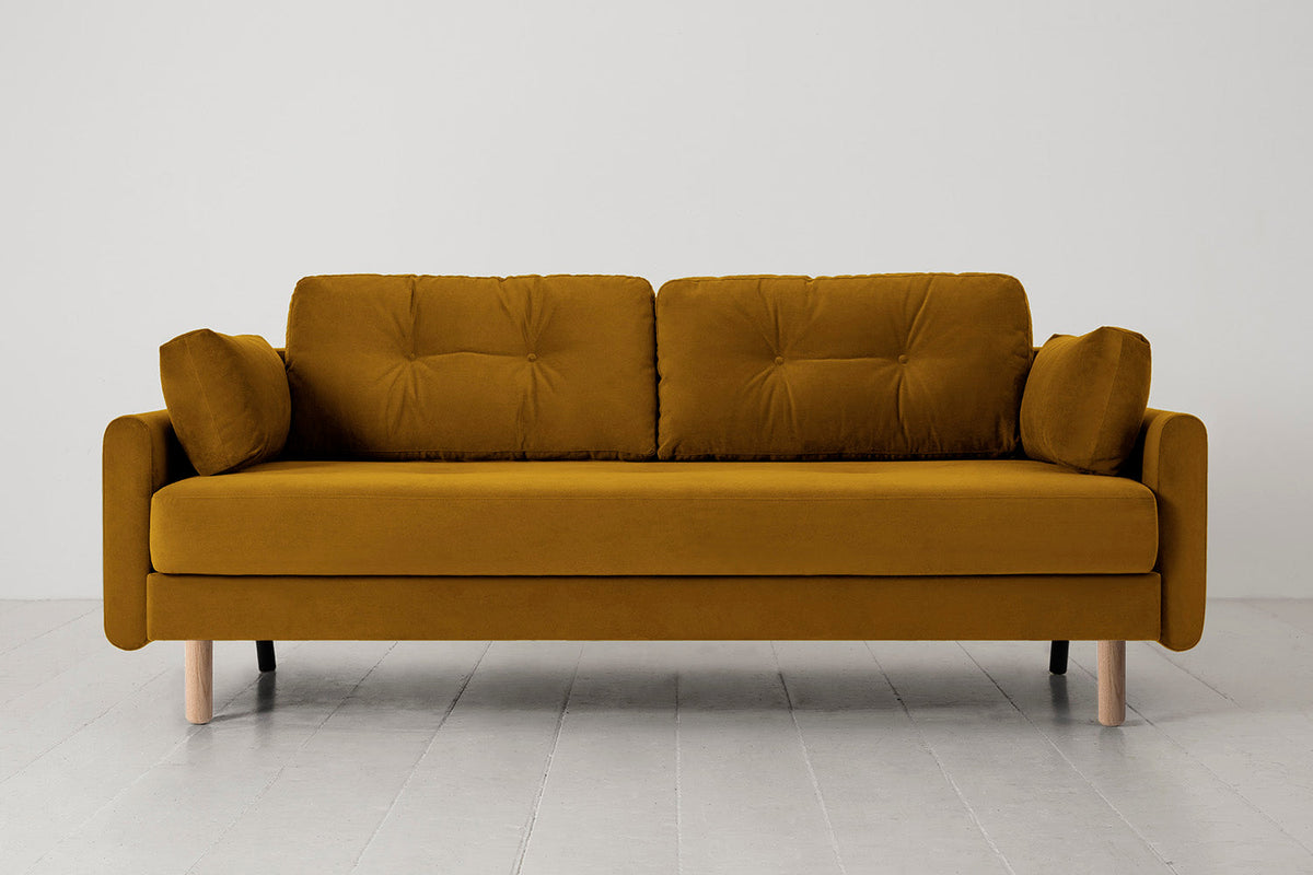 Model 04 Sofa Bed 3 Seater, Oak / Mustard