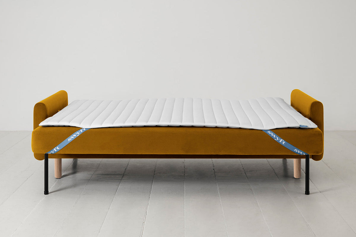 Model 04 Sofa Bed 3 Seater, Oak / Mustard
