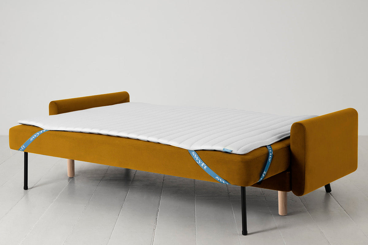 Model 04 Sofa Bed 3 Seater, Oak / Mustard