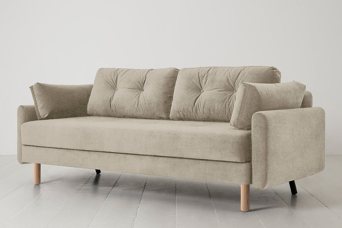 Model 04 Sofa Bed 3 Seater, Oak / Flax