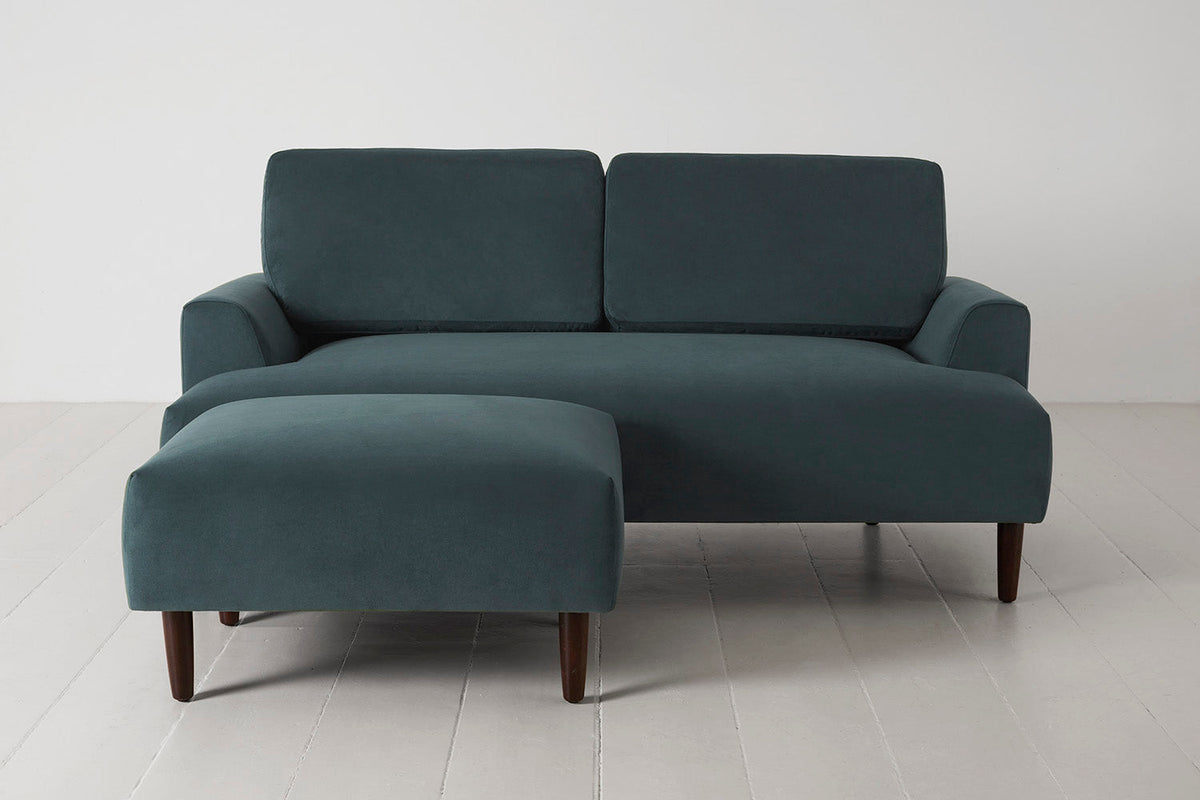 Model 05 2-Seater Sofa with Ottoman, Petrol