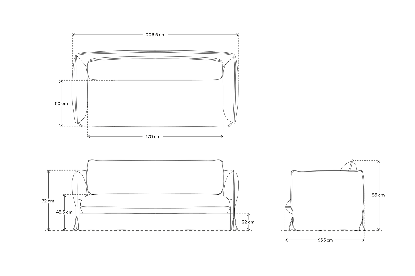 Model 18 3 Seater Sofa, Midnight