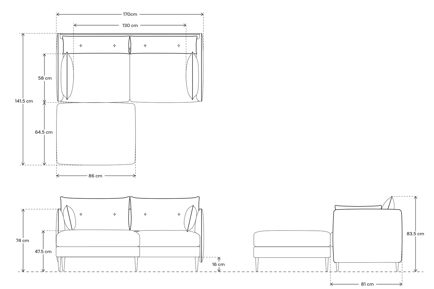 Model 19 2 Seater Sofa with Ottoman, Risso