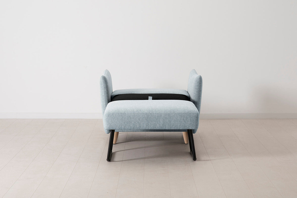 Model 08 Chair Bed Single Sofa Bed, Oak / Seaglass