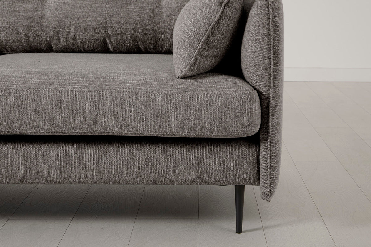 Model 19 3 Seater Right Chaise Sofa, Shadow — Arm Detail