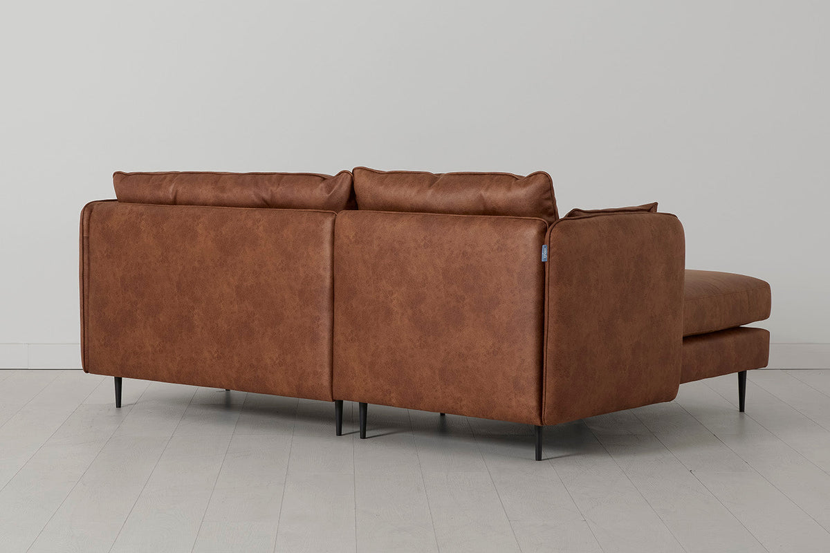 Model 19 3 Seater Left Chaise Sofa, Chestnut — Back View