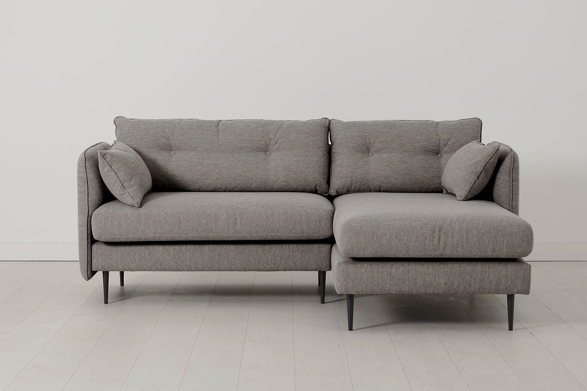 Model 19 3 Seater Right Chaise Sofa, Shadow — Front View