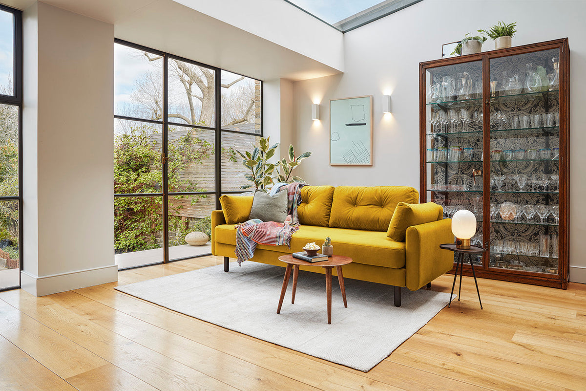 Model 04 Sofa Bed 3 Seater, Oak / Mustard