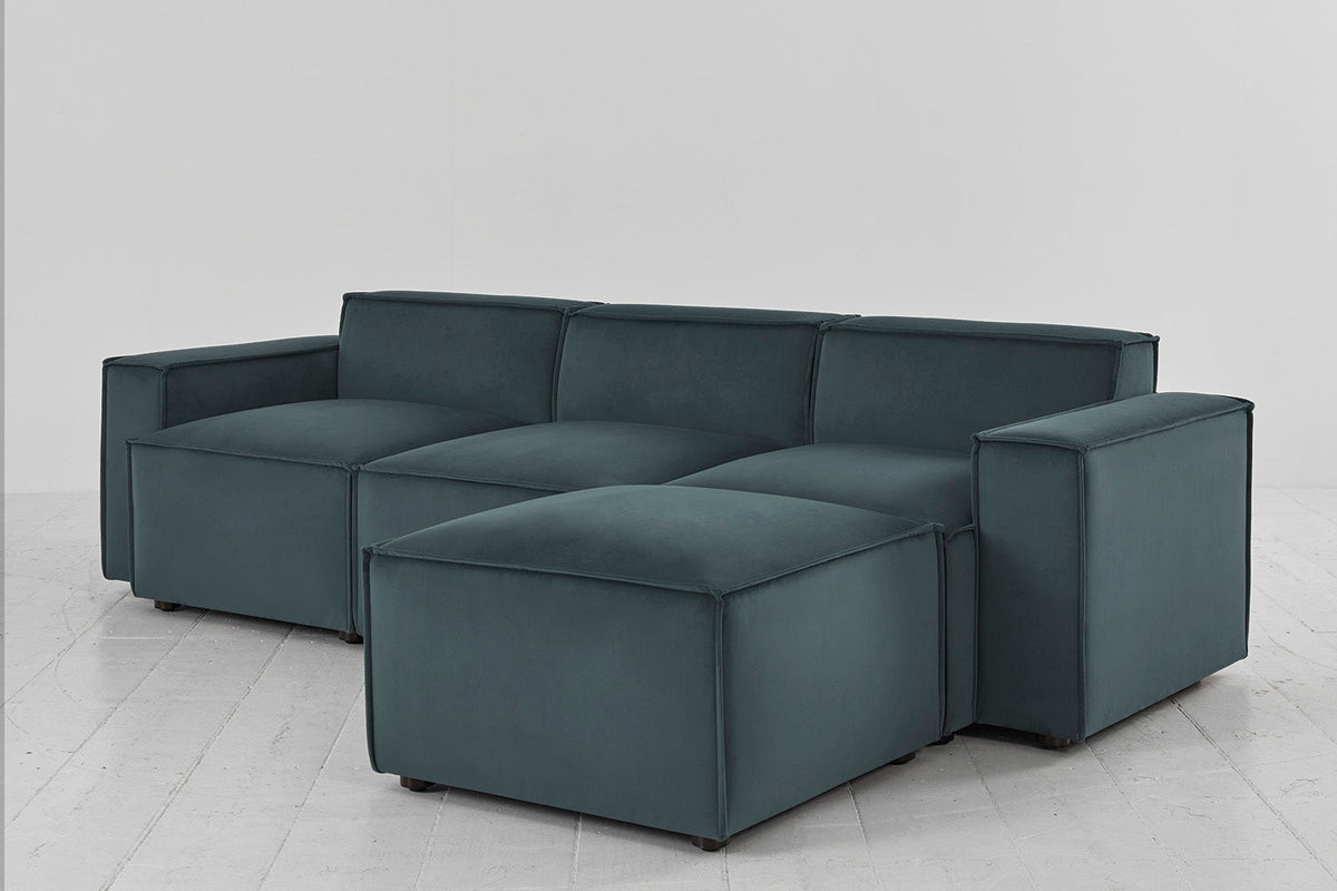 Model 03 3-Seater Right Chaise Sofa, Petrol