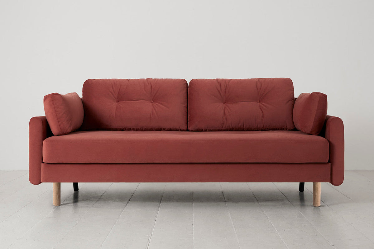 Model 04 Sofa Bed 3 Seater, Oak / Brick