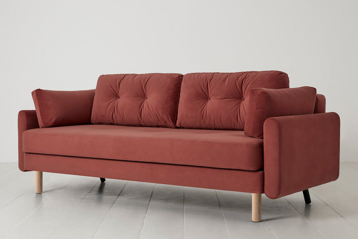 Model 04 Sofa Bed 3 Seater, Oak / Brick