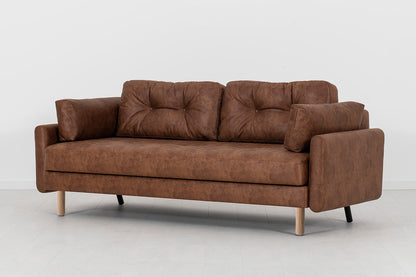 Model 04 Sofa Bed 3 Seater, Oak / Chestnut