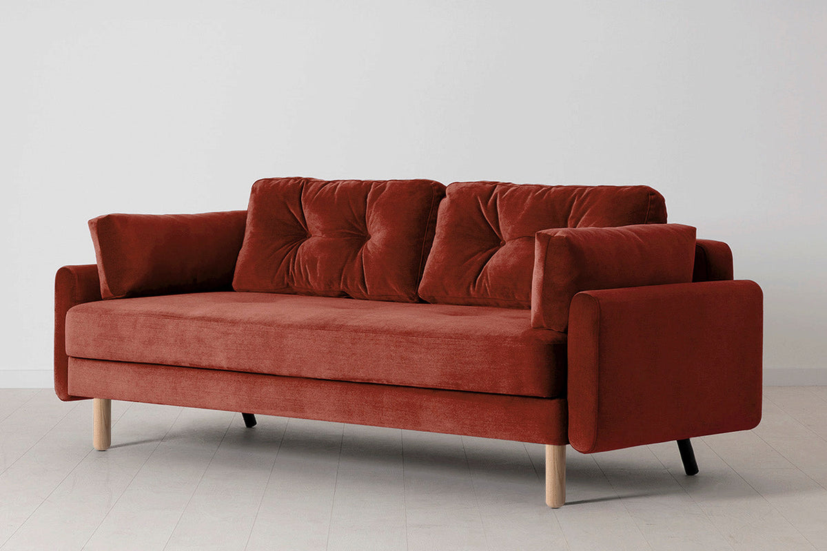 Model 04 Sofa Bed 3 Seater, Oak / Harissa