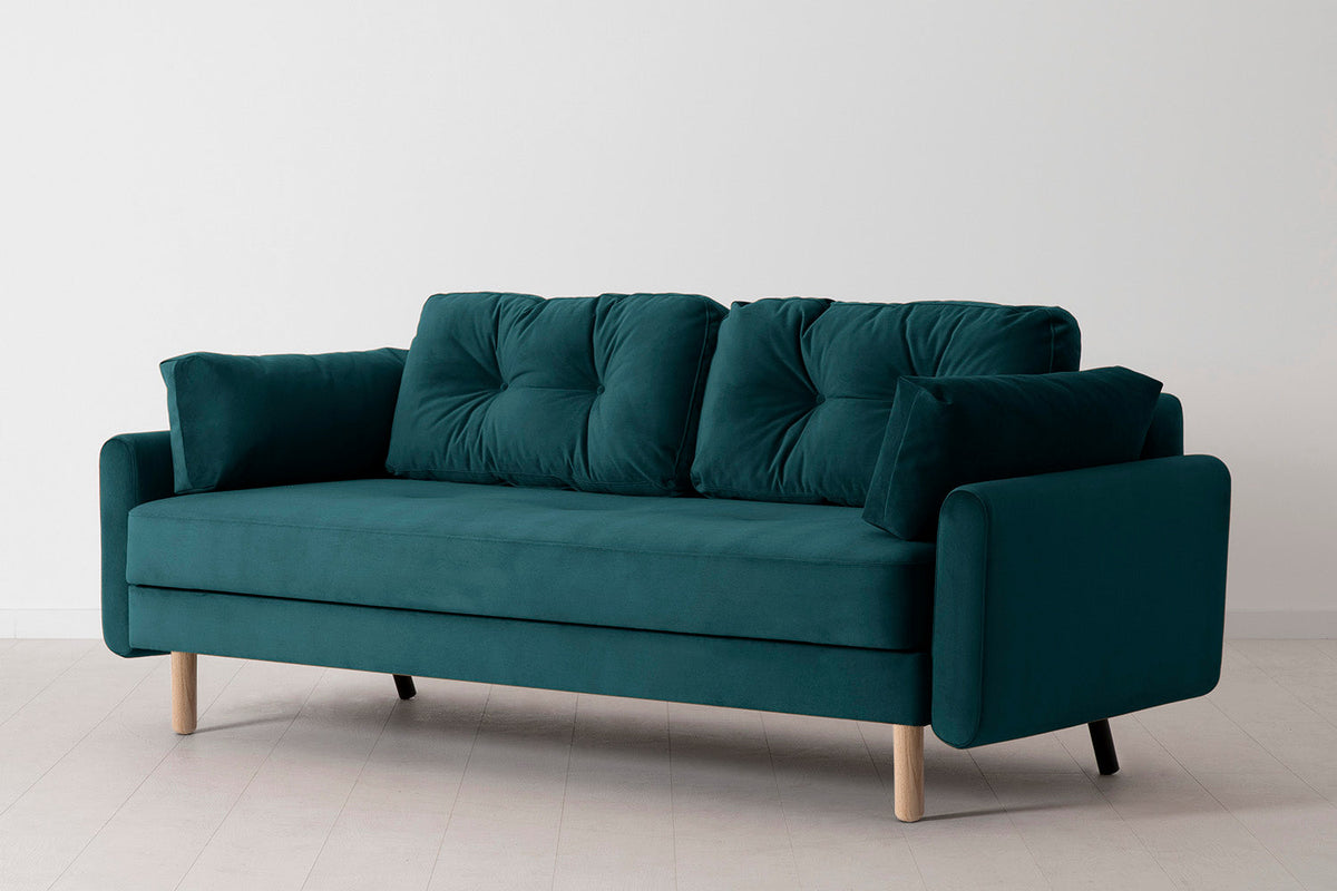 Model 04 Sofa Bed 3 Seater, Oak / Kingfisher