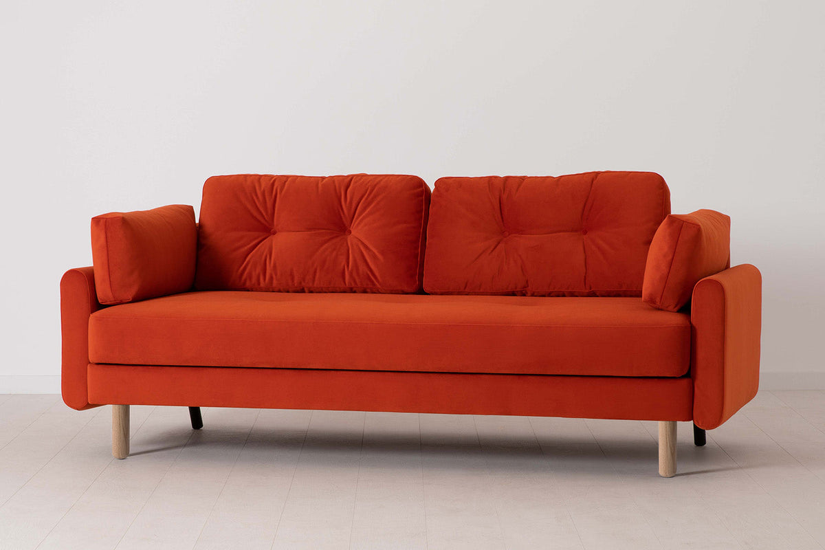 Model 04 Sofa Bed 3 Seater, Oak / Paprika