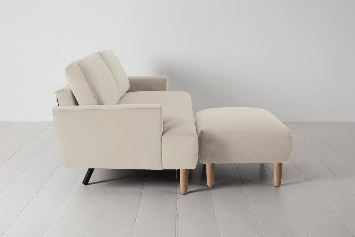 Model 05 3-Seater Sofa with Ottoman, Oak / Bone