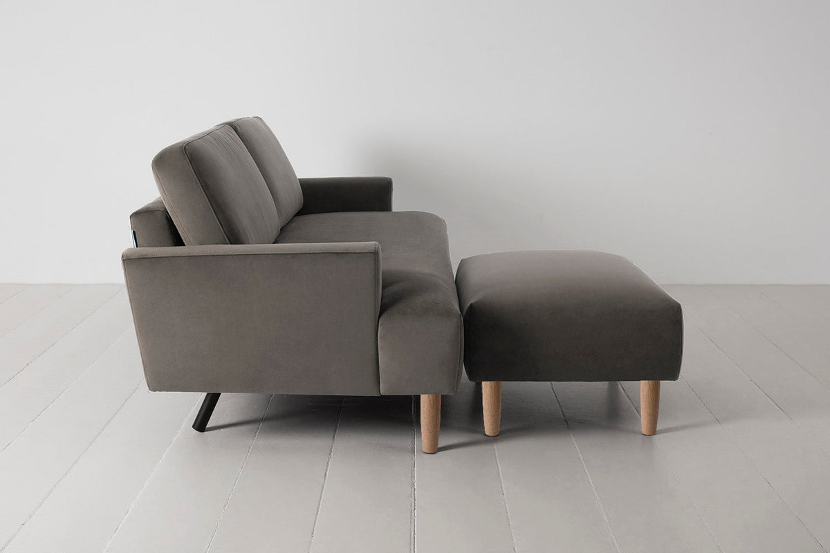Model 05 3-Seater Sofa with Ottoman, Oak / Elephant